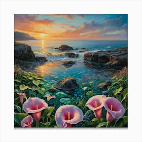 Sunset Calla Lilies 1 Canvas Print