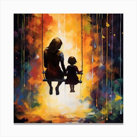 Mother And Child On Swing 2 Canvas Print