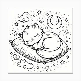 Line Art cat sleeping 2 Canvas Print