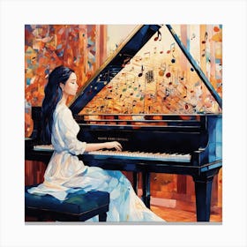 Woman Playing The Piano 1 Canvas Print
