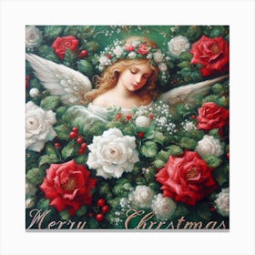 Angel With Roses Canvas Print