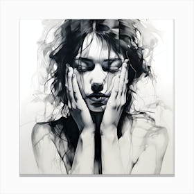 Depressed Woman Art Sketch By Csaba Fikker 3018 Canvas Print