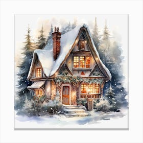 Christmas House In The Woods 6 Canvas Print