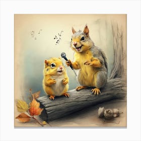 Squirrels Singing Canvas Print