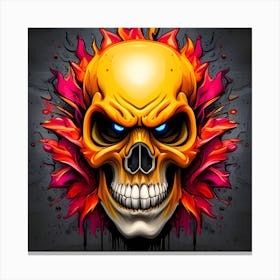 Skull With Flames 1 Canvas Print