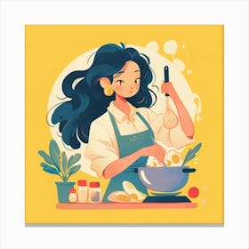 Girl Cooking 1 Canvas Print