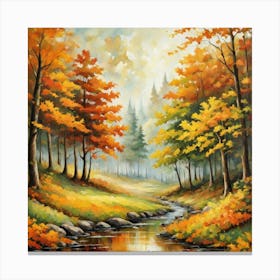 Forest In Autumn In Minimalist Style Square Composition 183 Canvas Print