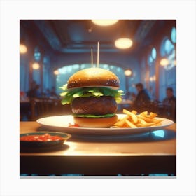 Burger In A Restaurant 21 Canvas Print