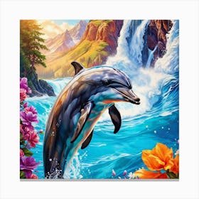 Dolphin In The Water 3 Canvas Print