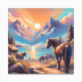 Horses In The Mountains Canvas Print