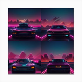 Neon Car Set Canvas Print