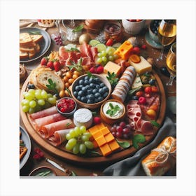 Cheese Platter With Fruits And Cheeses Canvas Print