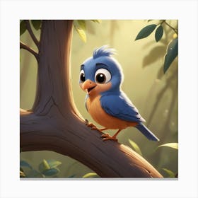 Blue Bird In The Forest Canvas Print