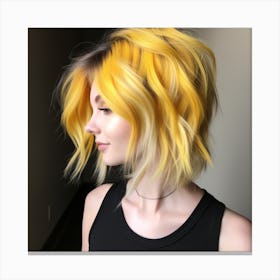 Yellow Bob Hairstyle Canvas Print