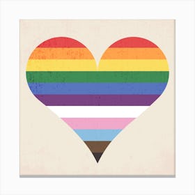 Rainbow Heart Square Canvas Print