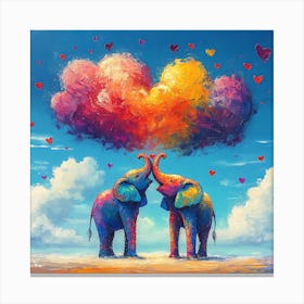 Love of Elephants Abstracted Under a Cloud of Hearts 7 Canvas Print