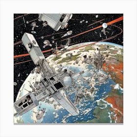 Spaceships And Satellites Canvas Print