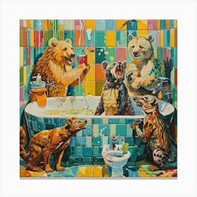 Bears In The Bath Canvas Print