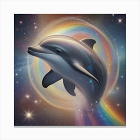 Dolphin In The Rainbow Canvas Print