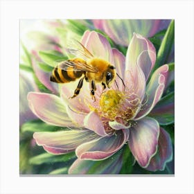 Bee On Flower Canvas Print