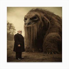 Man In Front Of A Monster Canvas Print
