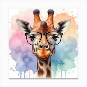 Giraffe With Glasses 3 Canvas Print