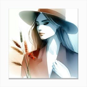 Girl In Hat Canvas Print