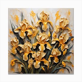 Pattern with Yellow Irises flowers Canvas Print