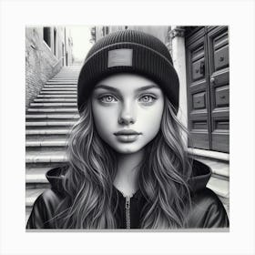 Black And White Portrait Canvas Print