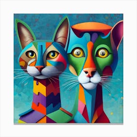 Two Puzzle Cats Canvas Print