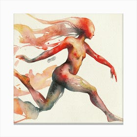 Running Watercolor Painting Canvas Print