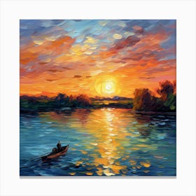 Sunset On The River Canvas Print