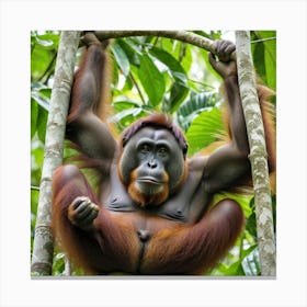 Orangutan Hanging From Tree 1 Canvas Print