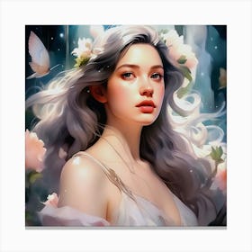 Beautiful Girl With White Hair Canvas Print