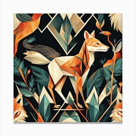 Geometric Foxes Canvas Print