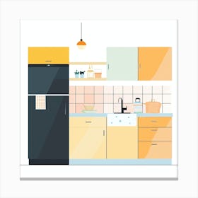 Kitchen Interior Flat Vector Illustration 3 Canvas Print