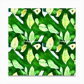 Green Leaves Fabric Canvas Print