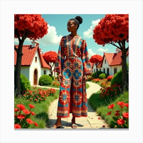 African Woman In A Dress Canvas Print