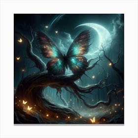 Butterfly In The Moonlight 4 Canvas Print