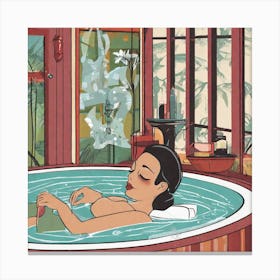 Asian Woman In Jacuzzi Canvas Print