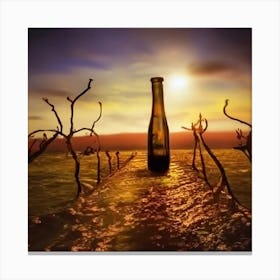 Bottle In The Water Canvas Print