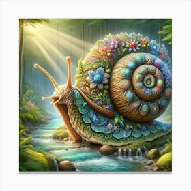 Snail In The Forest Canvas Print