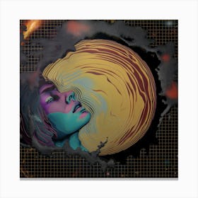 Woman and the moon art print, poster Canvas Print