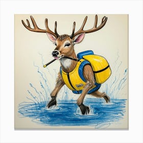 Deer In The Water 24 Canvas Print