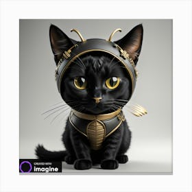 Black Cat In Beetle Costume Canvas Print