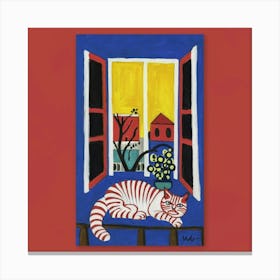 Matisse Inspired Open Window Cat Art Print 6 Canvas Print