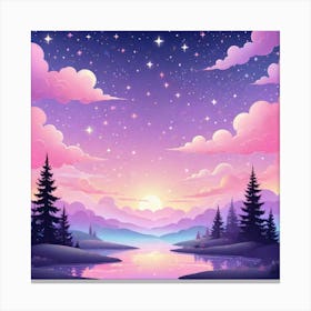 Sky With Twinkling Stars In Pastel Colors Square Composition 271 Canvas Print