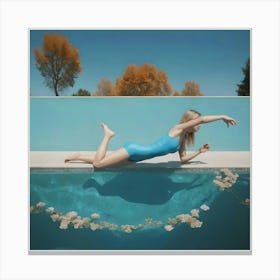 Girl In A Blue Swimsuit Canvas Print