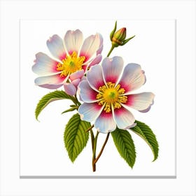 Two Pink Flowers On A White Background Canvas Print