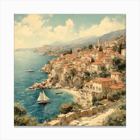 Village By The Sea Canvas Print